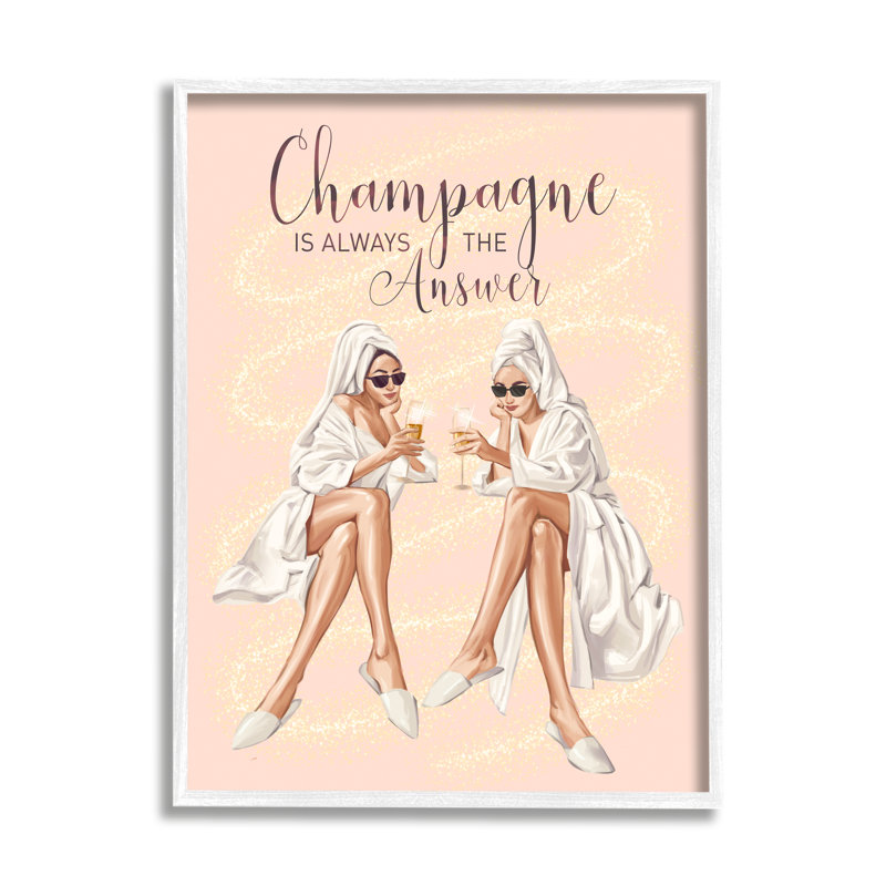 Champagne Champagne, L 16 po x H 16 po, Giclée encadrée blanc bord de mer