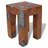 Bohannon vidaXL Solid Teak Wood Stool, Transparent Resin with Crushed Glass, 11.8" x 11.8" x 15.7" Brown