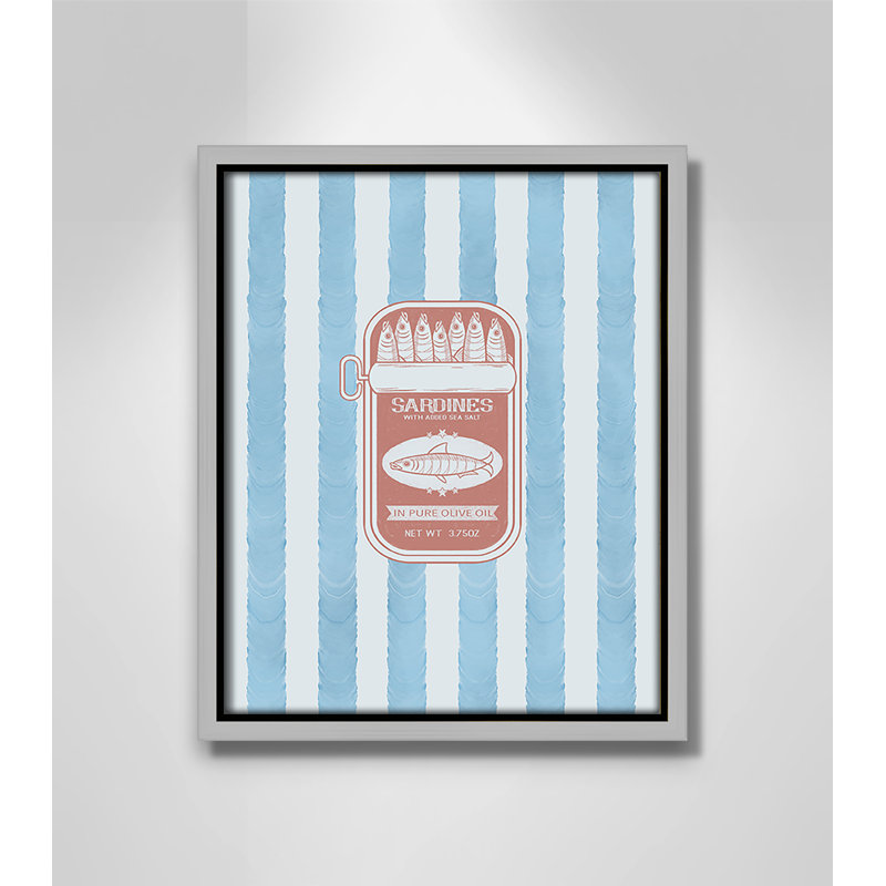 «Salty Sardines Print» par Marcus Prime, L 9,5 po x H 11,5 po, Flottant argenté