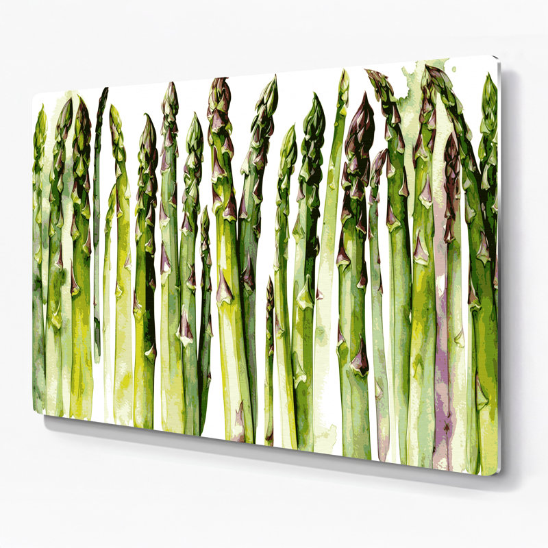 Art mural en métal légumes vert asperge, H 16 po x l 20 po
