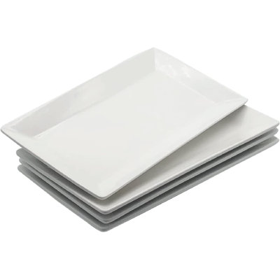 Furmaware 9.7" Rectangle White Ceramic Serving Plates