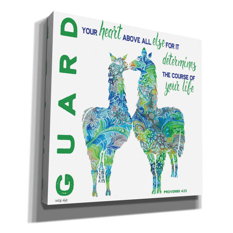 «Guard Your Heart Llamas» par Cindy Jacobs, art mural sur toile, H 18 po x l 18 po x P 0,75 po
