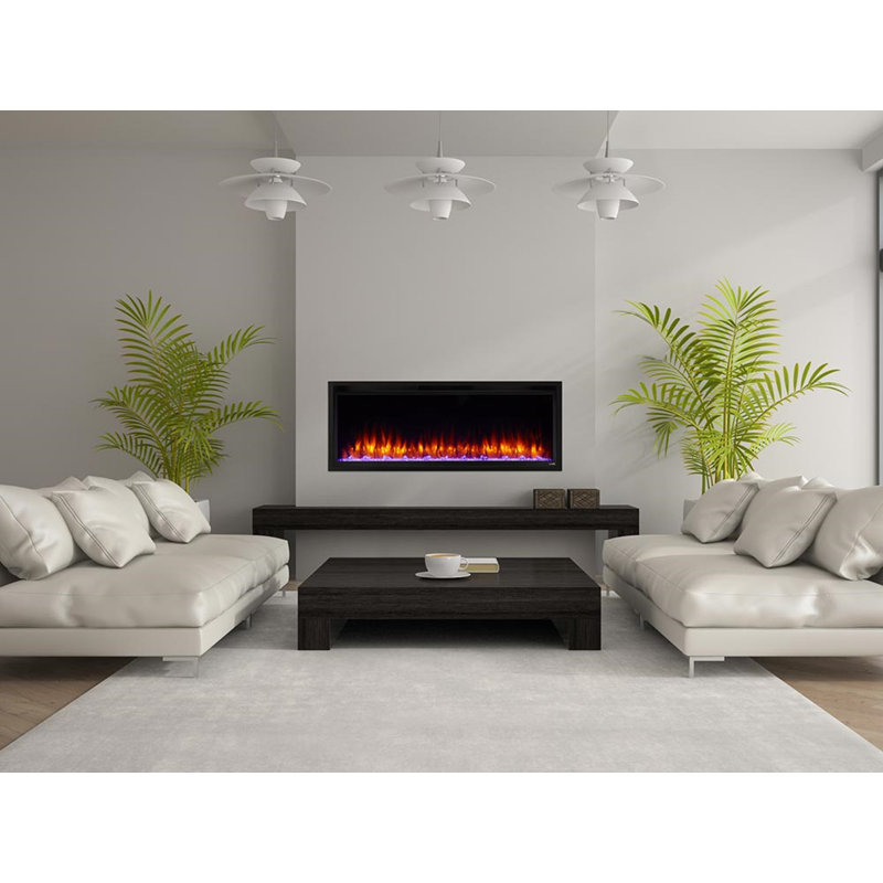 SimpliFire 50-Inch Wall Mounted Electric Fireplace with White Mantel