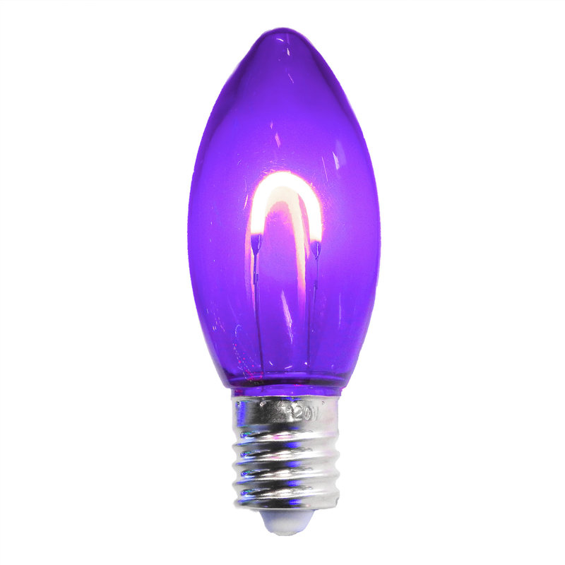 C9 LED U Filament Clear Bulbs, Purple
