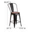 Tabouret de bar ou de comptoir en métal Marian avec dossier et siège en bois Marian-2101696487-2101696441-2127243145