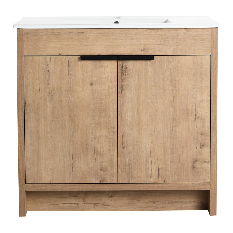 Meuble-lavabo moderne 36 po avec surface à griffer - finition imitation chêne Bvb02436imo