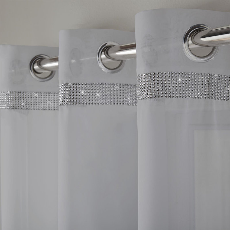 Asta Sheer Curtain Single Panel, 137.16 W x 144.78 D cm, Silver