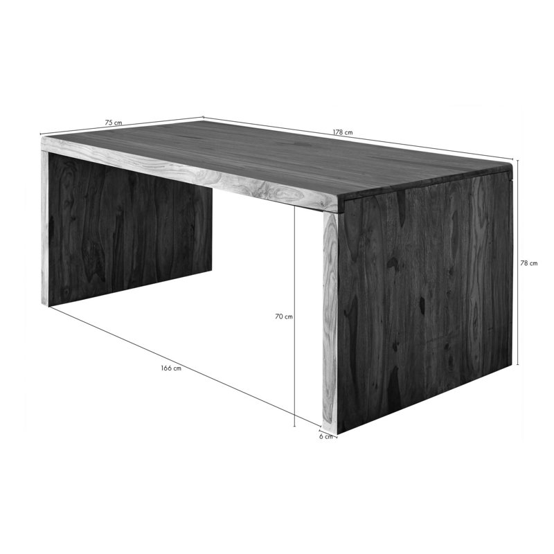 Nature Solid Wood Writing Desk, 78cm H x 178cm W x 90cm D