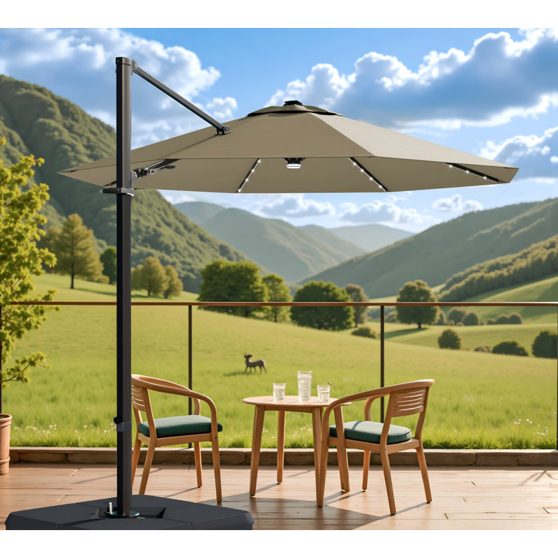 Parasol en porte-à-faux 116,1 po x 116,1 po, H 96,4 po x l 116,1 po x P 116,1 po, Brun