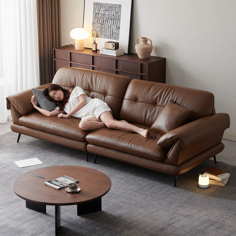 Canapé brun modulaire en similicuir, L 102,36 po