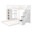 Lit superposé simple au-dessus de double avec tablettes à 3 niveaux, tiroirs et escalier de rangement-1235834897
