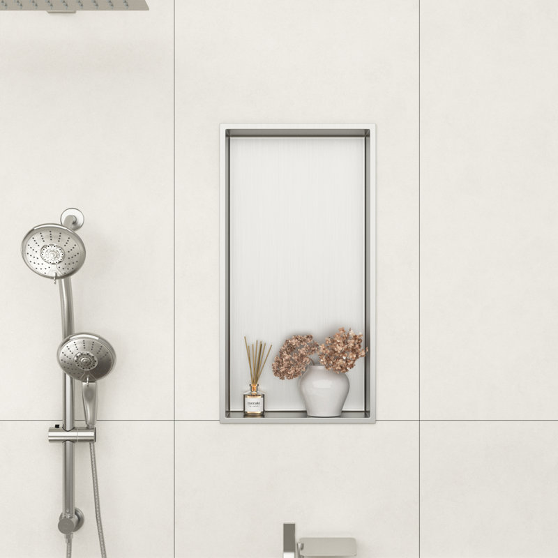 Niche de douche rectangulaire 24 po x 12 po en acier inoxydable, Argent