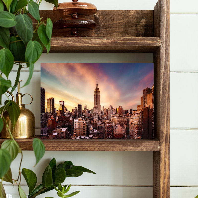 «Empire State Sunset», art dramatique coloré, architecture urbaine, H 12 po x l 18 po