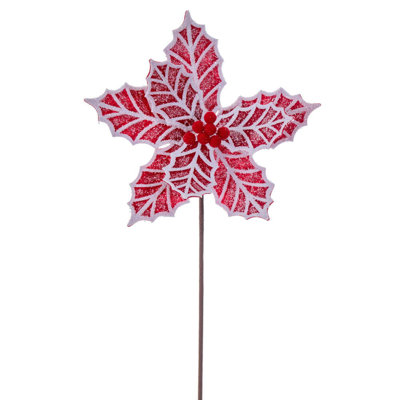 23" Poinsettia Artificial Christmas Stem. Includes 3 pieces per bag.