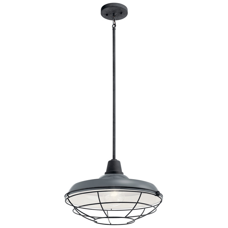 Luminaire suspendu d'extérieur 1 lumière Scaggs, Blanc, H 11 po x l 16,5 po x P 16,5 po