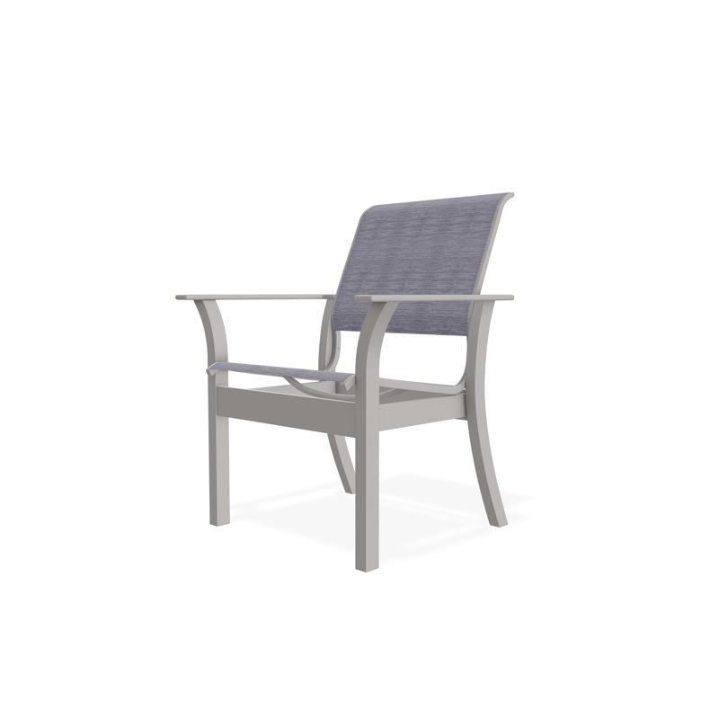 Chaise de café empilable en polymère de qualité marine Leeward Sling, Gris chaleureux, Brooks