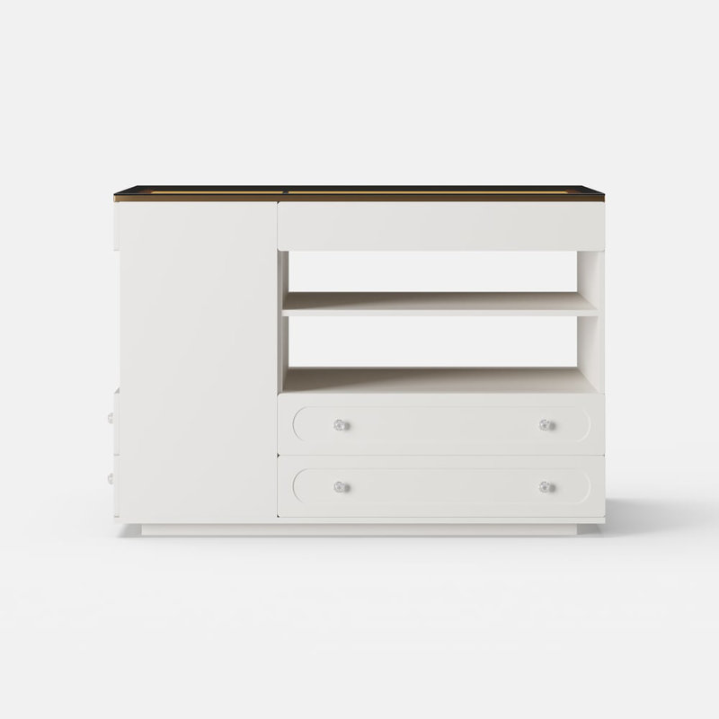 Commode avec porte à DEL et rangement pour bijoux avec lumière DEL 47 po