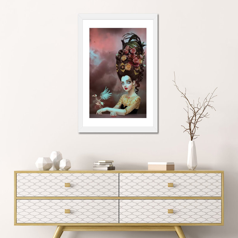 « Solace » par Natalie Shau-impression d’art graphique, H 24 po x l 16 po x P 1 po, Papier encadré blanc, Blanc