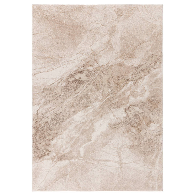 Decara Haze Abstract High-Low Beige Area Rug, Rectangle 80 x 150 cm