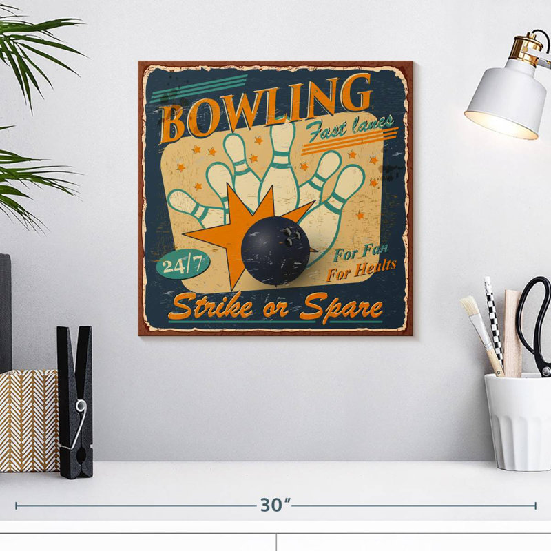 Enseigne de bowling rétro Khylige, H 16 po x l 16 po
