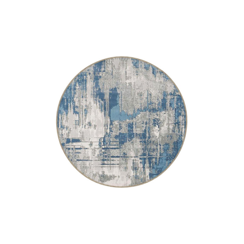 Tapis décoratif bleu pastel lavable à la machine, Carré 4 pi 11 po