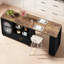 Îlot de cuisine avec table à manger extensible, armoire de rangement, tiroirs, dessus brun rustique, piètement en chêne noir-374892674