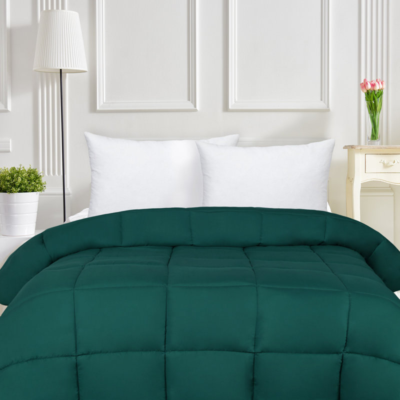 Édredon en duvet synthétique toutes saisons Grand Down - moelleux et hypoallergénique, Édredon très grand, Vert forêt