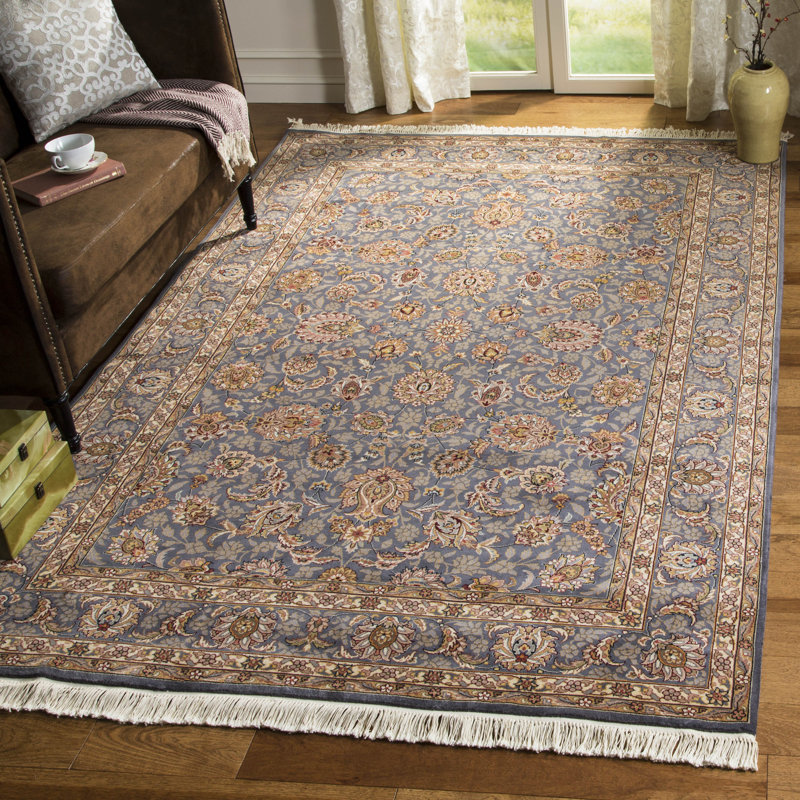 Royal Kerman Oriental Hand-Knotted  Wool Gray/Silver/Charcoal Area Rug, Rectangle 6' x 9'