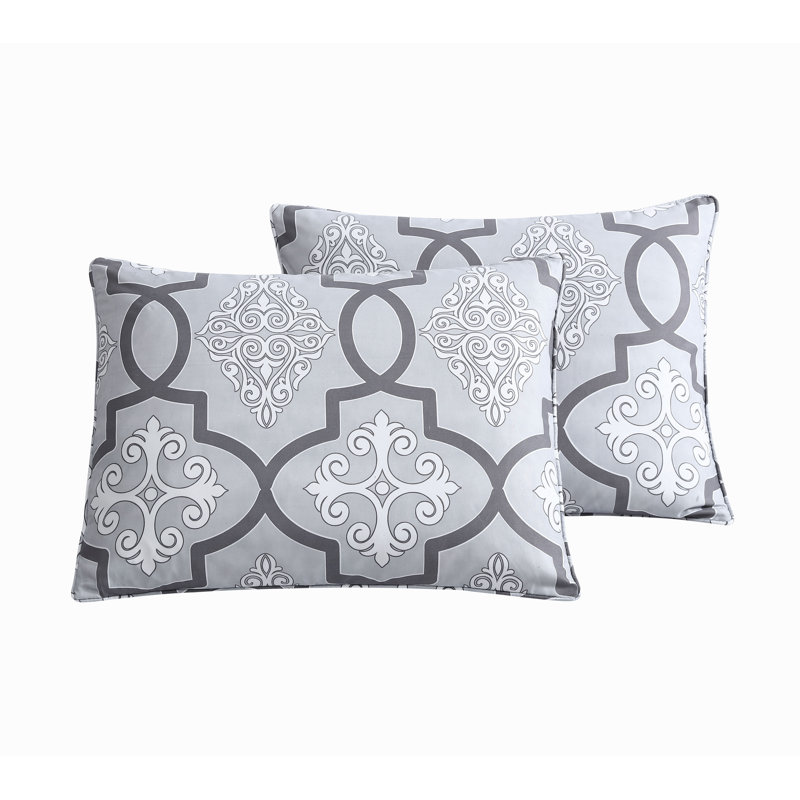 Ensemble d’édredon réversible, Gris, Édredon de très grande taille et 5 pièces suppl