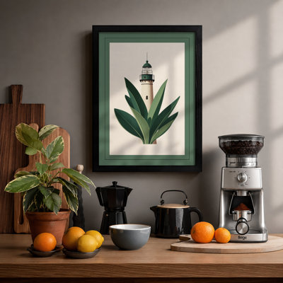 Lighthouse In Leaves Botanical - Print