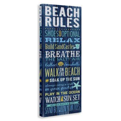 «Beach Rules Relax Breathe Blue Planked Look», impression