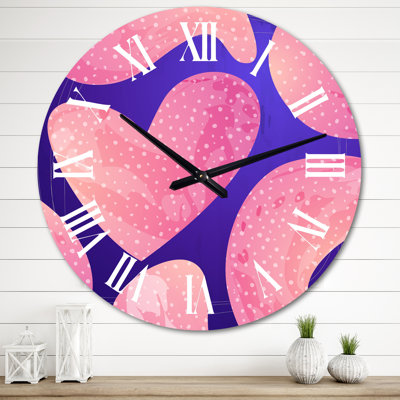 Horloge murale rose à formes fluides minimalistes I