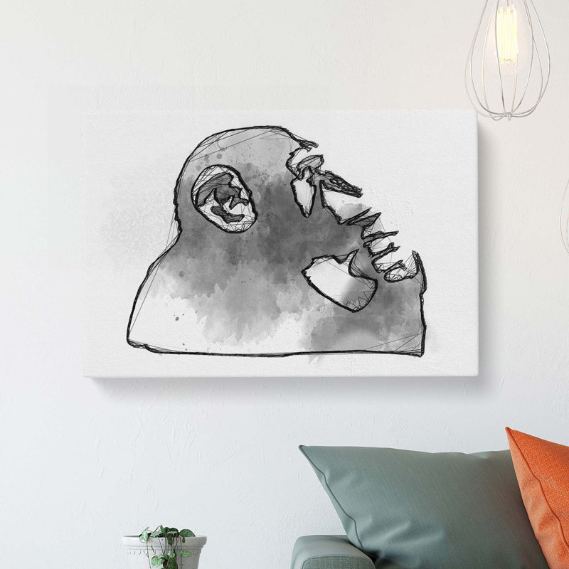 Thinker Monkey by Banksy - Wrapped Canvas Painting, 35cm H x 50cm W x 3cm D