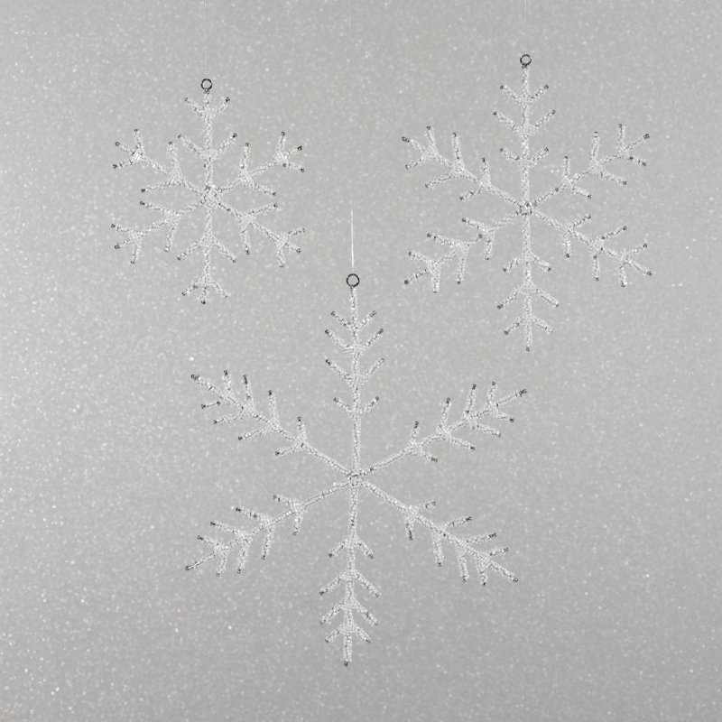 Ensemble de 12 décorations de Noël en forme de flocons de neige suspendus, H 6 po x l 6 po x P 0,25 po, Blanc