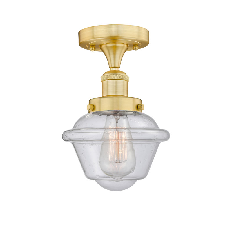 Grourke Glass Semi Flush Mount, Satin Gold