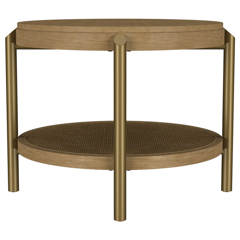 Table d'appoint ronde avec tablette de rangement Castleton, Sable lavé