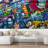 Vibrant Graffi Street Paint Peel & Stick Abstract Border-93868445