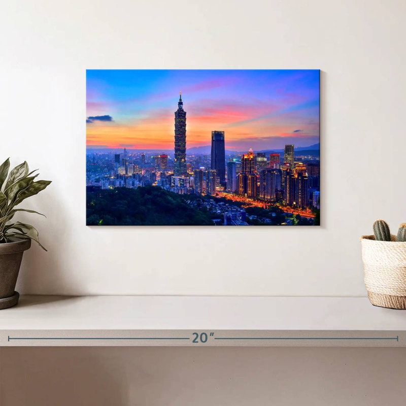 Coucher de soleil de Sireci sur Taipei, H 8 po x l 12 po
