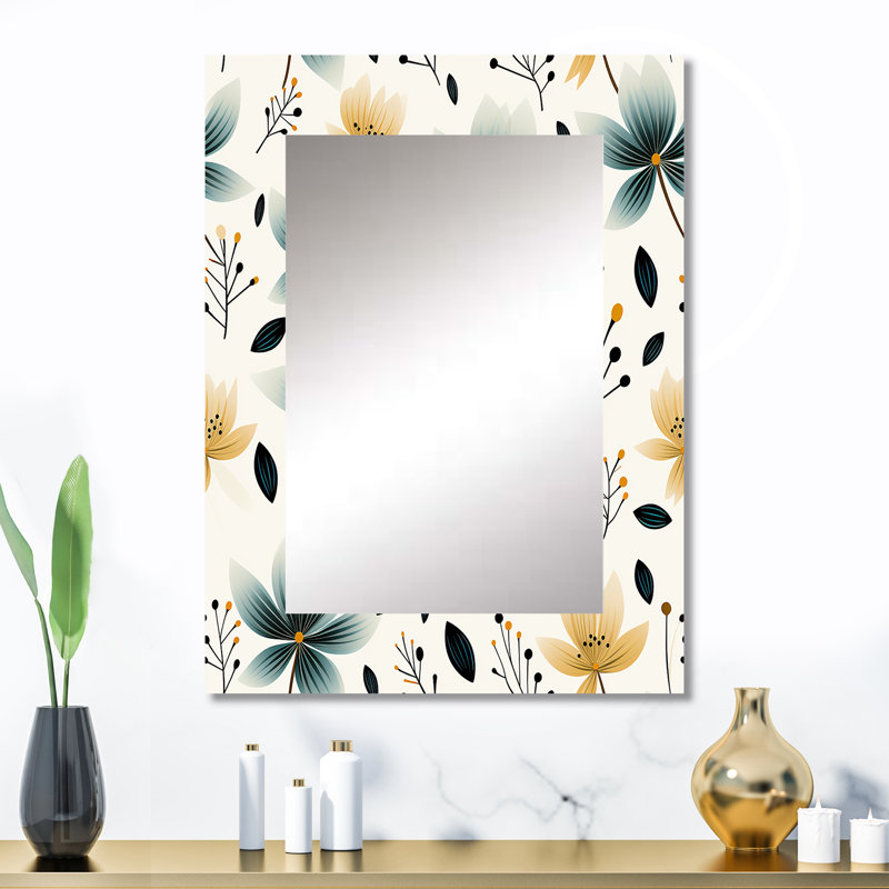Motif floral Amanie Teal Coastal Harmony - miroir floral, miroir mural décoratif, art imprimé, 32 po x 24 po
