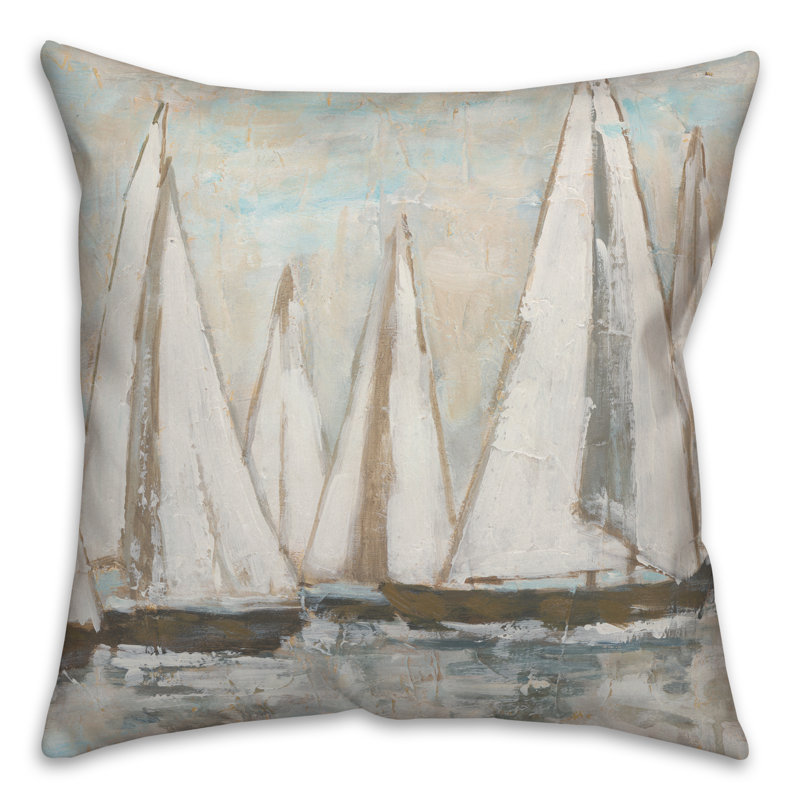 Painterly Outdoor Reversible Throw Pillow, Light Blue