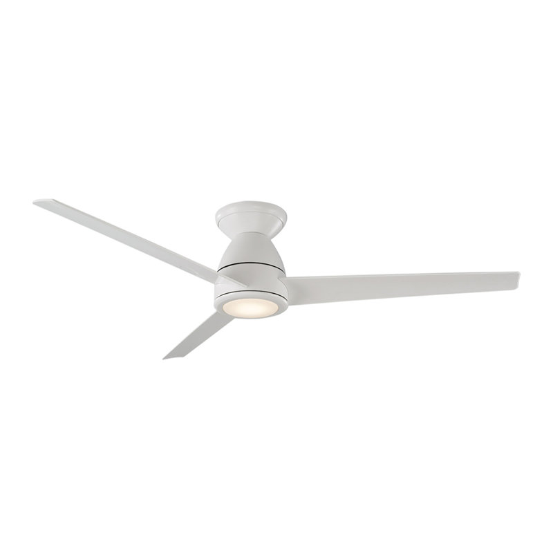 Matte White 52" Smart Flush Mount Ceiling Fan with LED Light and Remote