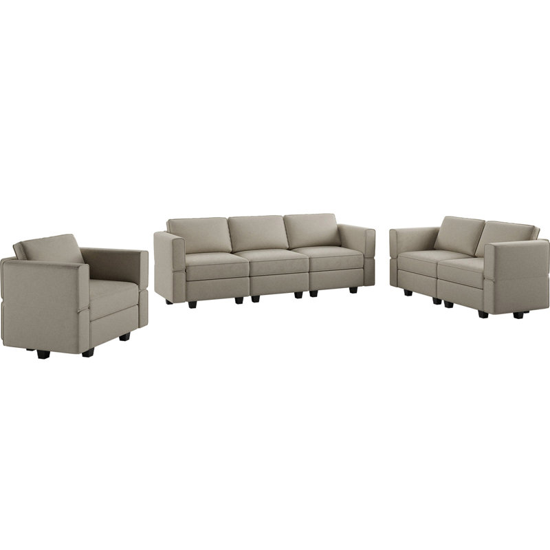 Ensemble de canapé modulaire en velours Ridoy, Velours gris velours