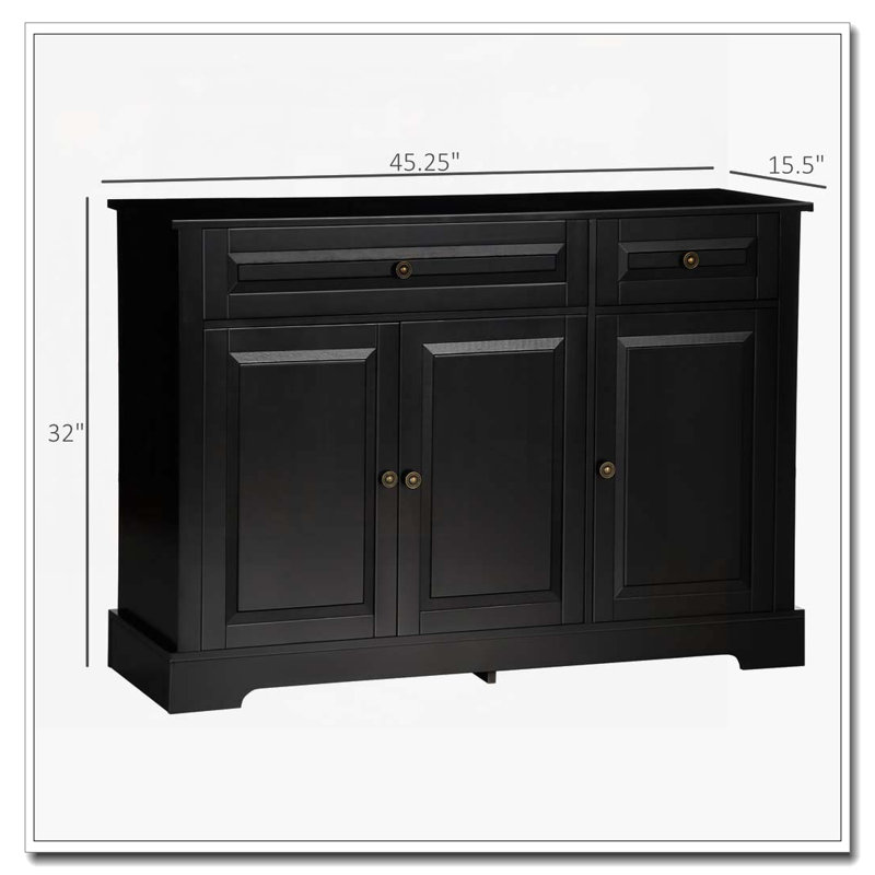 Armoire décorative avec 2 tiroirs et tablettes réglables, Noir