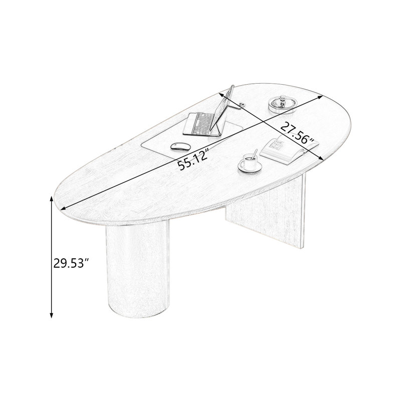 Free form Solid Wood desks, Black, 29.53" H x 55.12" W x 29.53" D
