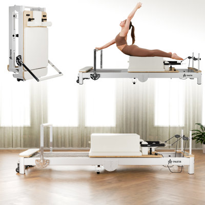 Réformateur Pilates PAETA de 92 pouces, cadre en aluminium pliable, ressorts métalliques et planche de saut pour Home Studio