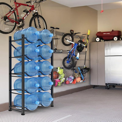 Porte-bidon 5 gallons pour 10 bouteilles, porte-bidon à 5 rangées à 5 rangées, support à bidon amovible et robuste, support à bidon pour le bureau, la cuisine, les garages, le restaurant et la salle de sport