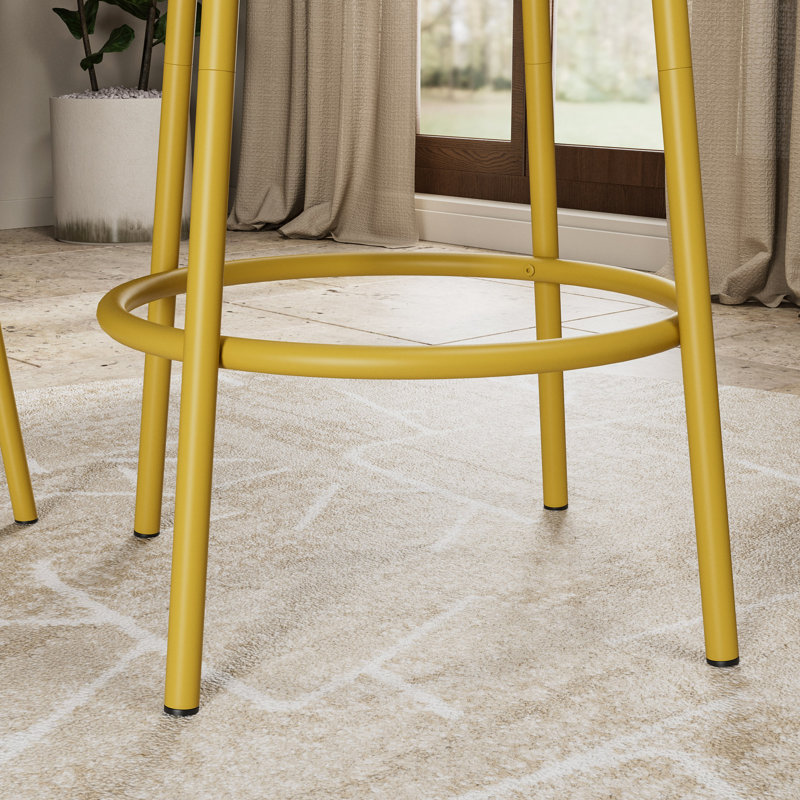 Ensemble 3 pièces de table et chaises avec 2 tabourets et table de salle à manger, Blanc / Doré