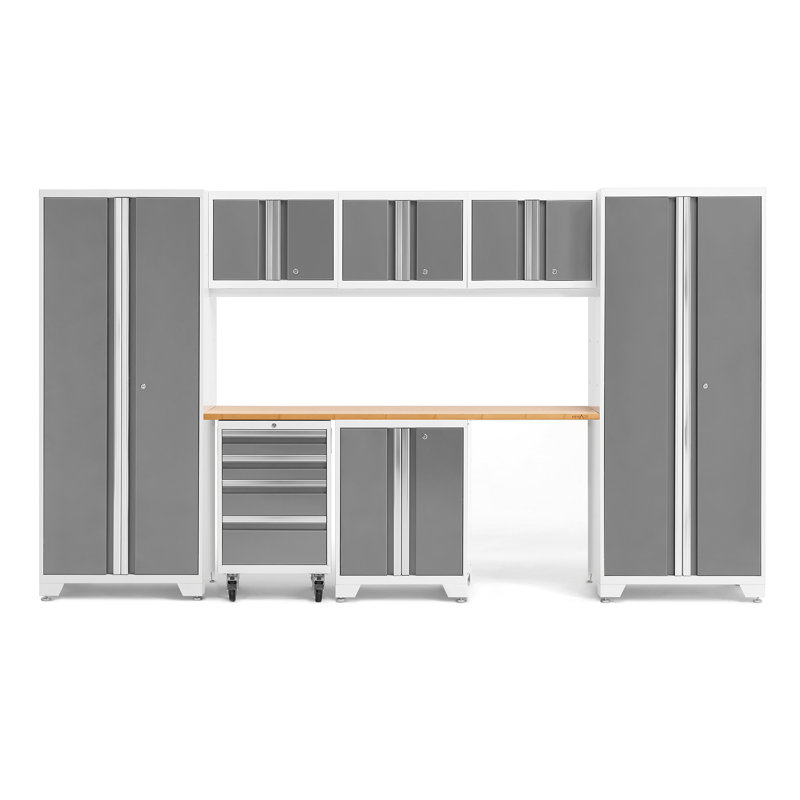 Armoire de rangement Bold Series, Blanc, Bambou, Sept armoires