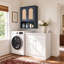 Armoire de rangement Boho 2 portes avec portes en rotin, tablette ouverte et quincaillerie de contraste-906013791