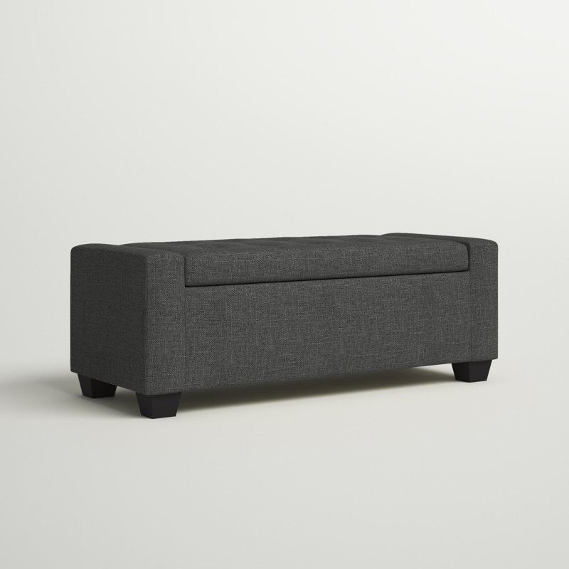 Koski Linen Blend Upholstered Storage Bench, Gray